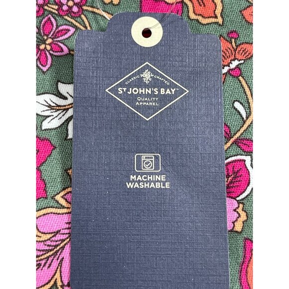 St John's Bay Womens Size 18 Bermuda Shorts Floral Green Midrise tummy control - Picture 7 of 12